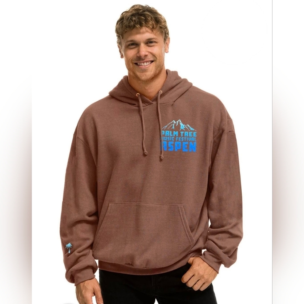 Aviator Nation Brown Hoodie with Blue Aspen Graphic